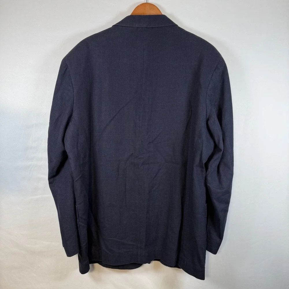 J. Crew Mens Navy Blue Linen Cotton Blend Blazer Sport Coat Jacket Size L‎ Y2K